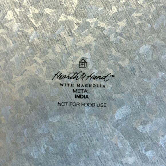 Set of 4 Hearth & Hand Magnolia Galvanized Chargers w/ Gold Accents - Picture 9 of 12